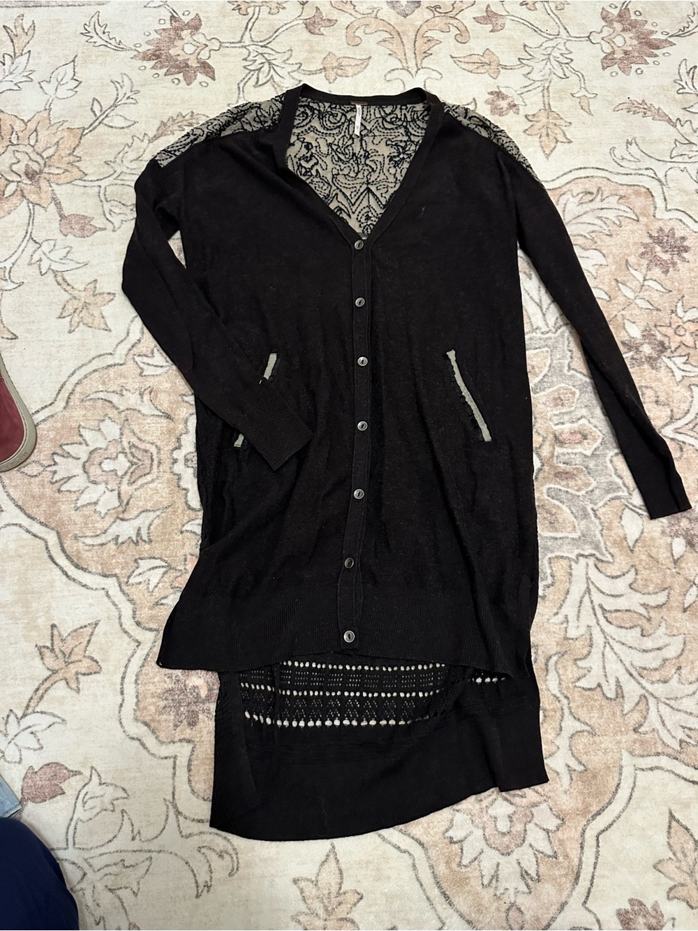 Free people Black Long Button-Front Women's Cardigan
